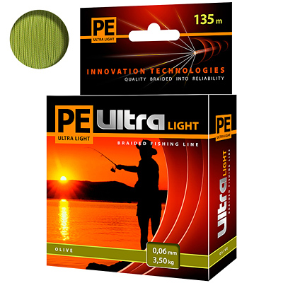 Плетеный шнур PE ULTRA LIGHT Olive 0,06mm 135m Плетеный шнур PE ULTRA LIGHT Olive 0,06mm 135m
