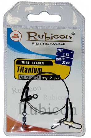 Поводок титановый RUBICON Titanium 15kg, d=0,50mm 30cm (заст Duo-Lock/верт Rolling) (2шт) Поводок титановый RUBICON Titanium 15kg, d=0,50mm 30cm (заст Duo-Lock/верт Rolling) (2шт)